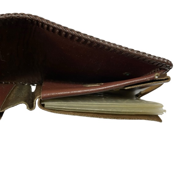 Vintage Tooled Leather Folding Wallet Handmade Western Southwest Filagree Detail - Picture 11 of 15